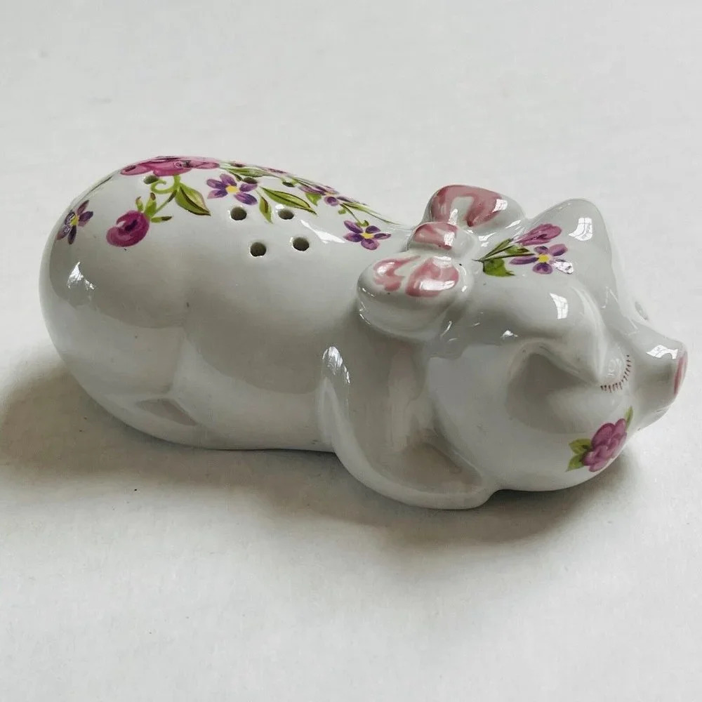 Avon 1978 Porcelain Sleeping Pig Scent Pot Floral Hand Decorated Decor Brazil